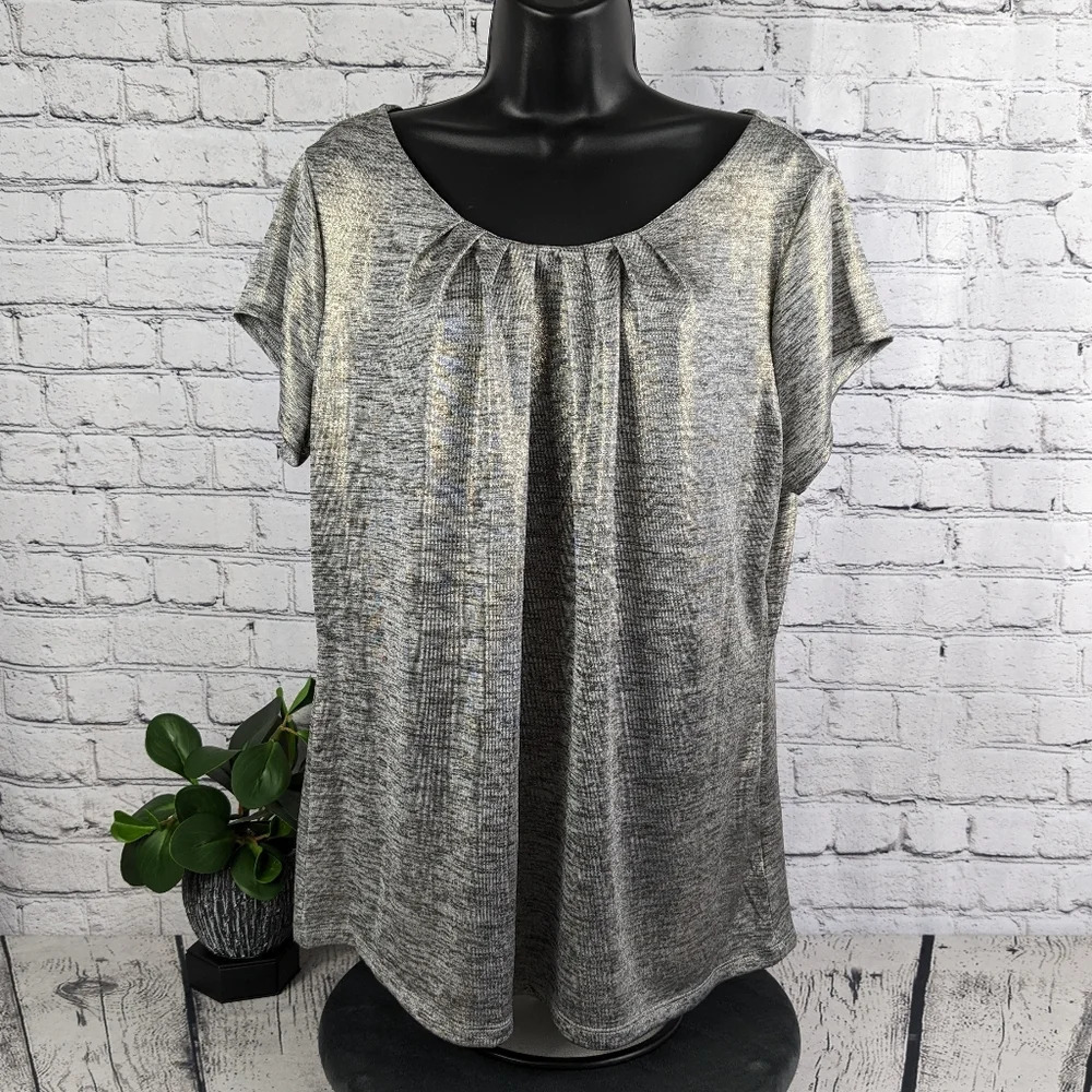 Shiny gold blouse plus 1X